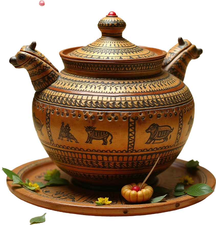 Traditional Indian Pottery with Animal Motifs